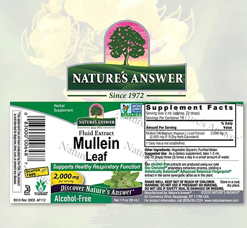 Mullein Leaf extract label