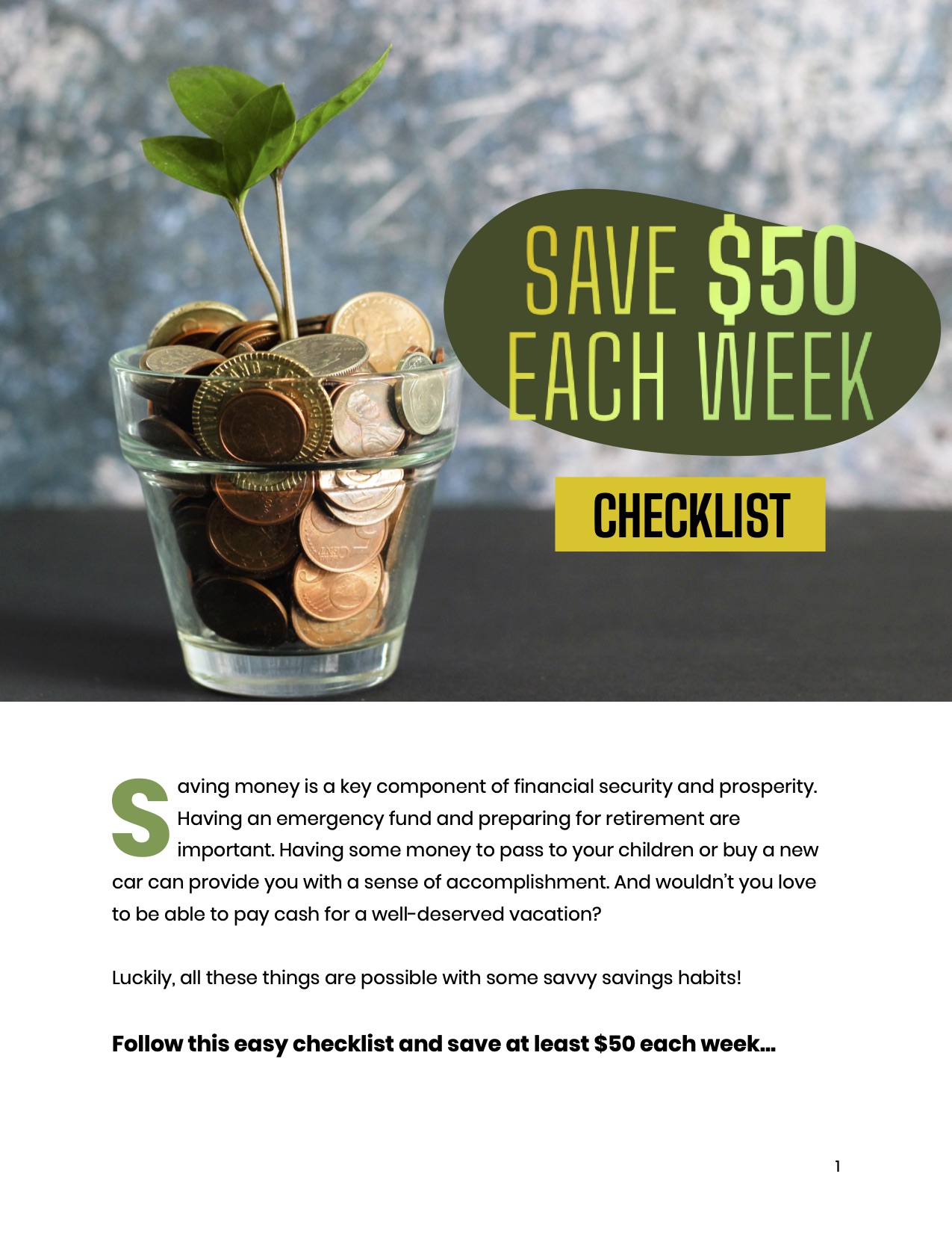 save 50 dollars a week